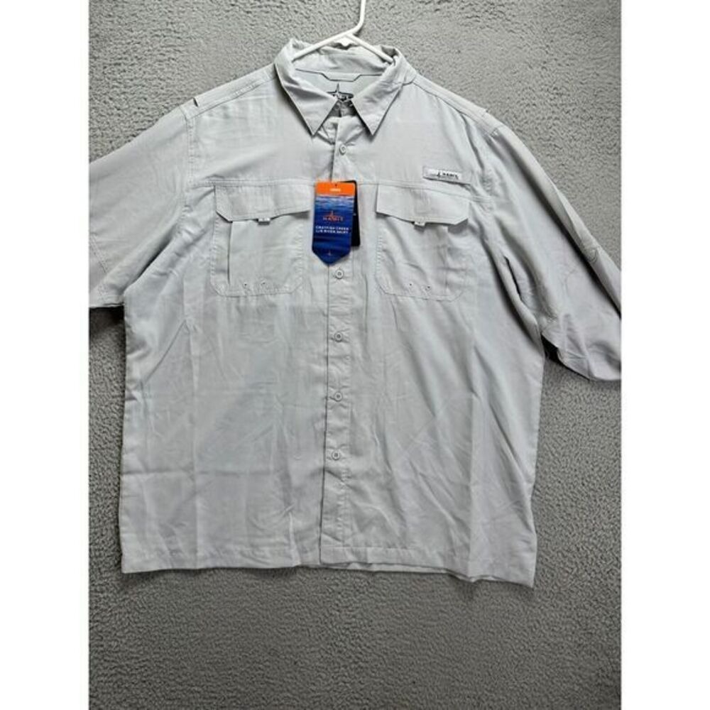 Habit Shirt Men XL Grey Crayfish Creek River Vented Fishing Button Up Pocket NEW